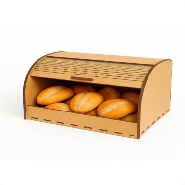 Imagem de Suporte Para Pães Com Tampa Deslizante MDF 3mm Organizador Cozinha Moderna Compacto Prático Durável