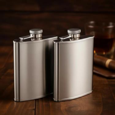 Imagem de Kit 2 Cantil De Bolso Inox 210 Ml Porta Bebidas Whisky Vodka