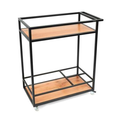 Imagem de Carrinho Para Bebidas Estilo Industrial Grande Madeira Em Pinus