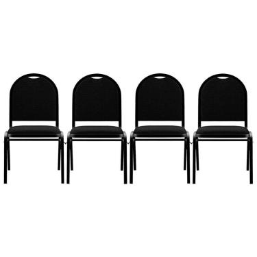 Imagem de Kit 4 Cadeiras Hoteleiras Auditório Empilhável Linho Z33 Preto - Mpozenato