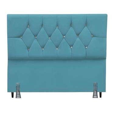 Imagem de Cabeceira Para Cama Box King 195 Cm Brenda Com Frame Suede Azul Turquesa