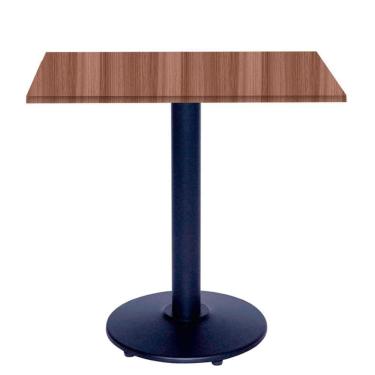 Imagem de Mesa Zeta Ferro Preto 75 Cm (alt) Disco Redondo Tampo Mdp Quadrado 80 Cm (larg) X 2,50 Cm Alt Walnut