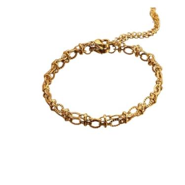 Imagem de Pulseiras femininas de aço inoxidável com corrente de elos, One Size, Metal, Sem Pedra Preciosa