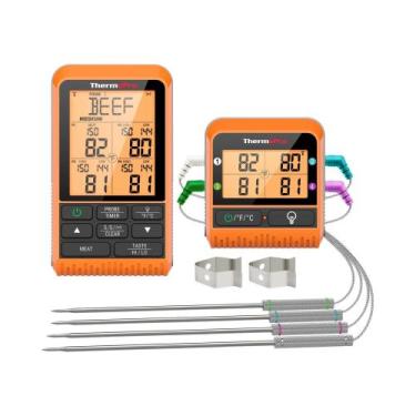 Imagem de Termômetro Digital Sem Fio Para Carne Com Luz De Fundo, 4 Sondas, Alca