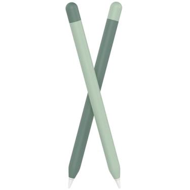 Imagem de FAFALITHIC Pacote com 2 capas de silicone compatíveis com Apple Pencil 1ª geração capa protetora com aderência confortável (verde + verde pinheiro)
