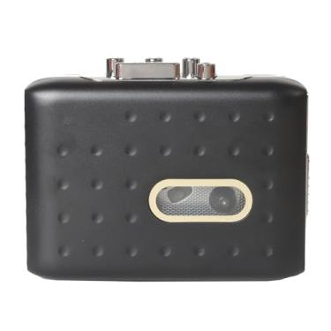 Imagem de Ymiko Leitor de Cassetes Portátil Compacto Com Conversão USB C e MP3, Microfone Integrado, Saída de Fone de Ouvido, Função Reversa para Gravação Em Fita Preta