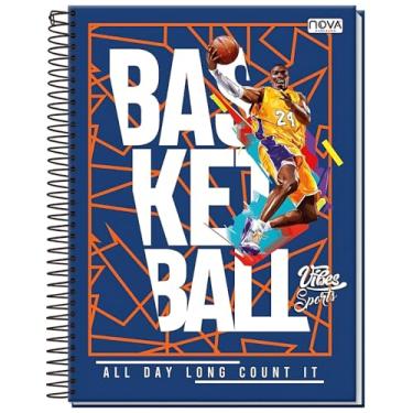Imagem de Caderno Universitário 160 Folhas Espiral 10 Matérias Capa Dura Sports/Futebol/Natação/Bike/Esportes – Anotações, Escola, Faculdade e Escritório (Linha Premium). (Basquete)