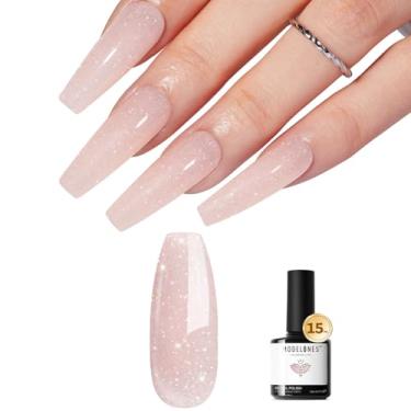 Imagem de modelones Esmalte de gel nude com glitter em gel esmaltado rosa brilhante cor base de imersão em U V sabão unhas para arte de unhas manicure em casa 15 ml
