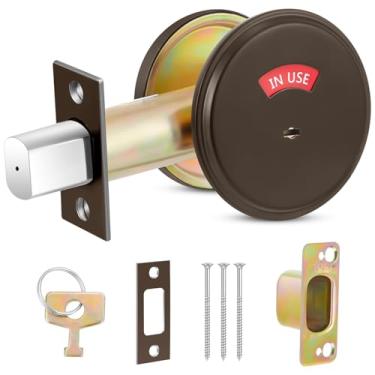 Imagem de Tandefio 1 fechadura com indicador de ocupação, fechadura de banheiro ocupado vazia, indicador de trava de aço inoxidável 304 para banheiro comercial, espessura de porta de 3,8 cm a 5 cm, cromado