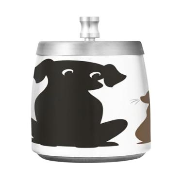 Imagem de Qilmy Cinzeiro de aço inoxidável para gatos e cães com tampa - Cinzeiro de cigarro à prova de vento sem cheiro sem fumaça para casa, escritório, carro, pátio, varanda (uso interno e externo)