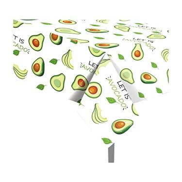 Imagem de CC HOME 1 toalha de mesa retangular de plástico para festa de abacate 137 x 213 cm para buffet, festa de aniversário de frutas, jantar, piquenique ou toalha de mesa para uso em eventos de cozinha