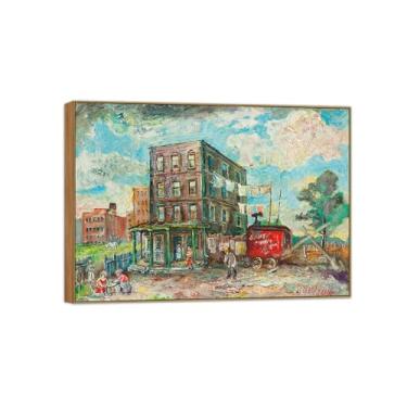 Imagem de David Burliuk Famosas impressões em tela de arte de parede prontas para pendurar. Bedford Avenue. Pintura de moldura de madeira para decoração de sala de estar 60 x 85 cm 24 x 33 polegadas