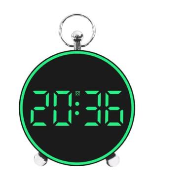 Imagem de Relógio Digital para Mesa - Display de Led com Luz Noturna, Exibe Temperatura, Função de Despertador, Carregável via USB ou Pilha (Led Verde)
