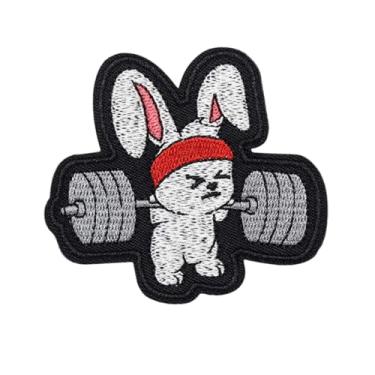 Imagem de Ruoming 1 peça de adesivos de animais com gancho e laço bordado tático militar nacional (coelho de batalha 2)