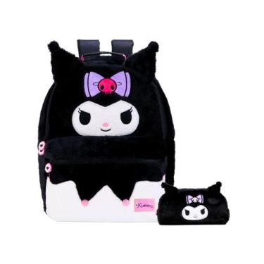 Imagem de Kit Kuromi Hello Kitty Mochila De Costas + Estojo Pelúcia - Xeryus