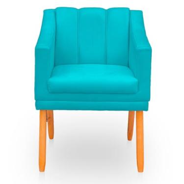 Imagem de Poltrona para Sala Moderna e Reforçada - Estofada em Suede Confortável, Ideal para Ambientes Domésticos (Azul Tiffany)