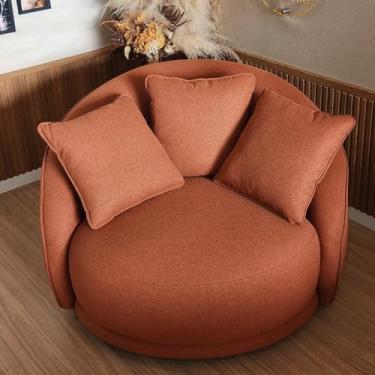 Imagem de Poltrona Ayla Fixa Em Linho Terracota Luxo Com Almofadas
