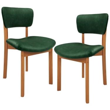 Imagem de Kit 2 Cadeiras Para Sala de Jantar Cozinha Living Estofada Dara L02 Couríssimo Verde Musgo - Lyam Decor