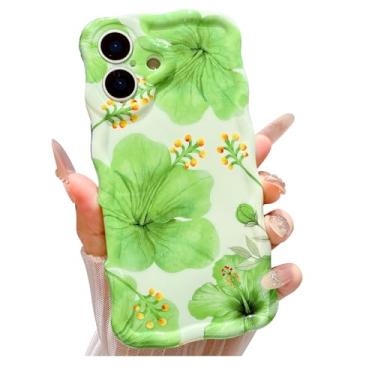 Imagem de Weonmov Capa para iPhone 16, linda estampa floral, bordas onduladas e encaracoladas, TPU macio, proteção para lente de câmera, à prova de choque, flor, capa de telefone para mulheres e meninas de 6,1
