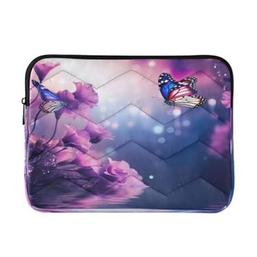Imagem de Bolsa feminina Purple Flowers para laptop de 33 a 33 cm, proteção abrangente, bolsa para professores