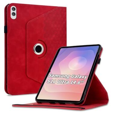 Imagem de Varohix Capa para Samsung Galaxy Tab S11 Ultra de 14,7 polegadas (SM-X936B/SM-X930), capa protetora de couro PU com rotação de 360 graus com hibernar/despertar automático, suporte para cartão e alça