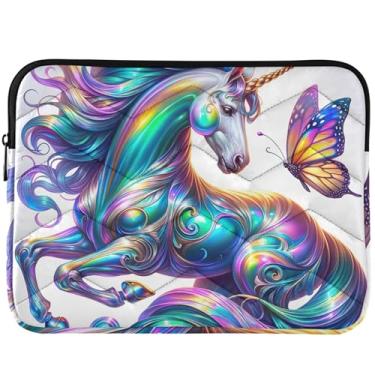 Imagem de Capa para laptop iridescente unicórnio acolchoada para Macbook Pro 14 capa para notebook fofa universal 13-14 polegadas