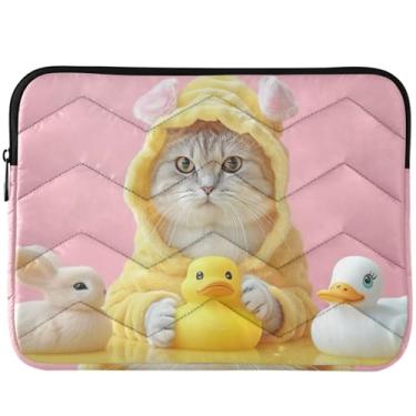 Imagem de Capa para laptop fofa com desenho animado de gato e pato para Macbook 13 polegadas capa para notebook fofa universal 13-14 polegadas