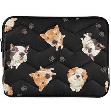 Imagem de Capa protetora preta para laptop com estampa de cachorro fofo capa para notebook com estampa de animal universal 13 e 14 polegadas