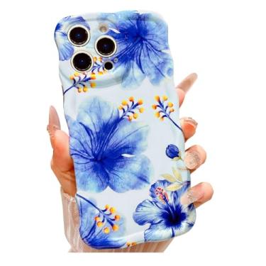 Imagem de Weonmov Capa para iPhone 16 Pro, linda estampa floral, bordas onduladas e encaracoladas, TPU macio, proteção para lente de câmera, à prova de choque, flor para mulheres e meninas de 6,3 polegadas