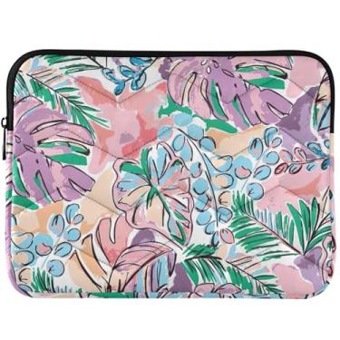 Imagem de Capa para laptop acolchoada com folhas rosa com frutas florais coloridas para MacBook Air, capa para laptop de 13 polegadas, capa fofa para notebook universal de 13 a 14 polegadas