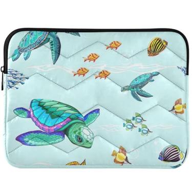 Imagem de Capa para notebook de tartaruga marinha azul petróleo fofa universal 13-14 polegadas capa para laptop para MacBook Air 13 polegadas capa