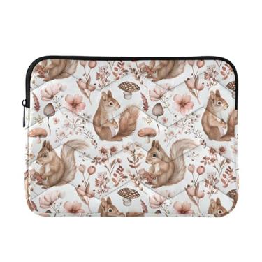Imagem de Bolsa feminina floral esquilo marrom para laptop de 15,6 polegadas, proteção abrangente, capas de computador para laptops