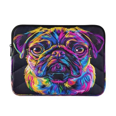 Imagem de Linda bolsa Neon Pug para laptop de 15,6 polegadas, proteção abrangente, capas de computador para laptops