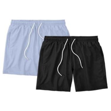 Imagem de Kit 2 Shorts Masculino Liso Básico Bermuda Tactel Água Praia Treino Academia Corrida-Masculino