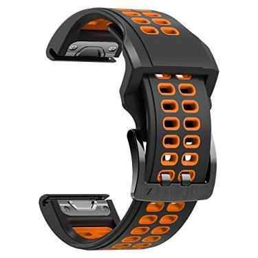 Imagem de RORFFK Pulseira de silicone para relógio Garmin Fenix 7 7X de 26 mm para relógio inteligente Fenix 6 6X Pro 5X 5 945 Descent Mk2 de liberação rápida (D, para Forerunner 935 945)