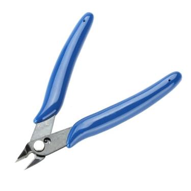 Imagem de Chiffonade Pinças de corte lateral de 12 cm com alicate diagonal ergonômico de aço para corte de fios e cabos (azul)