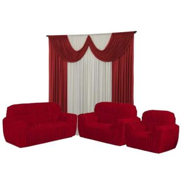 Imagem de Kit Cortina Paris 2 Metros+Capa De Sofá 3, 2 E 1 Lugares Jogo Promoção