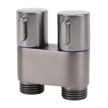 Imagem de Zyyini Válvula Angular de Metal 1 Em 2 Saídas Com Interruptores de Controle Duplo - Ampla Aplicação Em Varandas de Banheiros - Material de Cobre Premium (Cinza metálico)