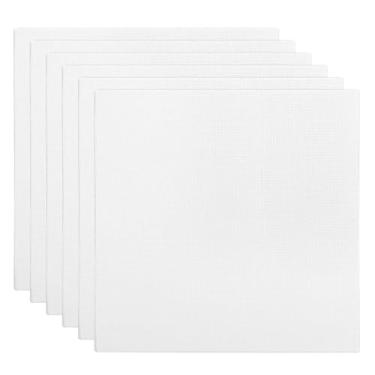 Imagem de PATIKIL Quadros de tela 6x6 para pintura, pacote com 6 100% algodão quadrado triplo primado esticado painel de tela de arte em branco fino para acrílico, óleo, tintas de têmpera, branco