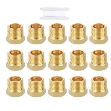 Imagem de METALLIXITY 15 peças macho NPT de 0,9 cm x 1/10.2 cm FeMale NPT rosca latão sextavada bucha adaptador adaptador de tubo adaptadores converte com fita de vedação para bico de banheira/chuveiro