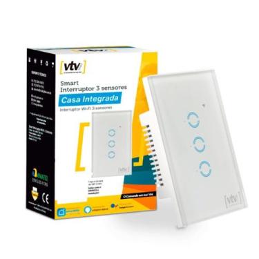 Imagem de Interruptor Inteligente Wifi Com 3 Botão Touch Alexa google - Vtv