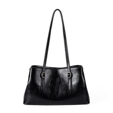Imagem de NLAIOUSL Bolsa de ombro feminina espaçosa de couro PU brilhante óleo grande capacidade axila para mulheres viajantes ou estudantes bolsa de mão