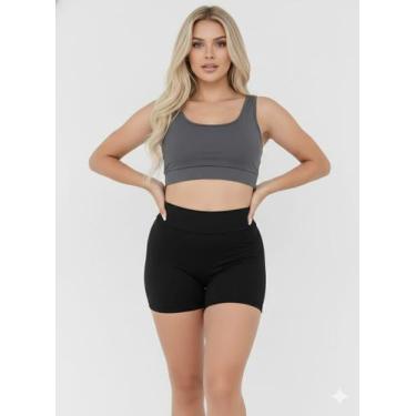 Imagem de Shorts Legging Feminino Moda Academia Ginastica Cintura alta Cós alto 