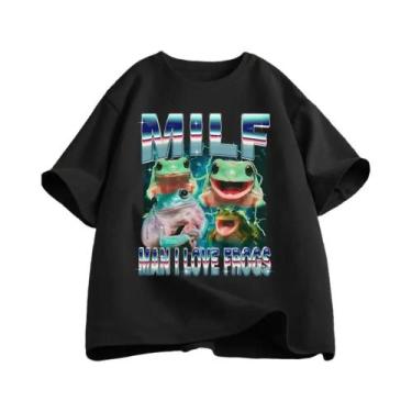 Imagem de Camiseta Feminina Vintage Com Estampa De Meme De Sapo, Manga Curta, En