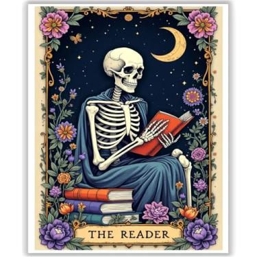 Imagem de HITO Kit de pintura de caveira por números para adultos - Kits de pintura de esqueleto adulto por números para decoração de parede de casa 40 x 50 cm