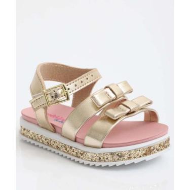 Imagem de Sandália Infantil Laço Glitter Molekinha Dourado-00094, 17, Dourado