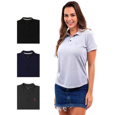 Imagem de Camisa Polo Feminina Manga Curta Piquet Dia a Dia Kit 4