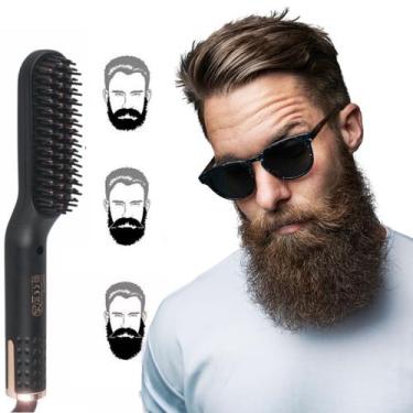 Imagem de Escova De Alisamento Barba e Cabelo Bivolt Elétrica Profissional Turma