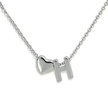 Imagem de WIGERLON Colar de coração banhado a prata 18K - Pingente delicado de letra A-Z personalizado para mulheres, Dia dos Namorados, presente de aniversário para namorada, esposa, filha de 5 a 10 anos, Aço