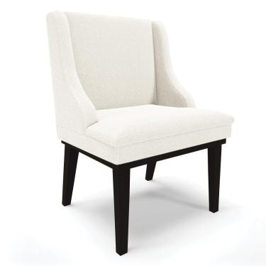 Imagem de Cadeira Sala de Jantar Base Madeira Preto Liz Bouclê Off White D03 - D'Rossi